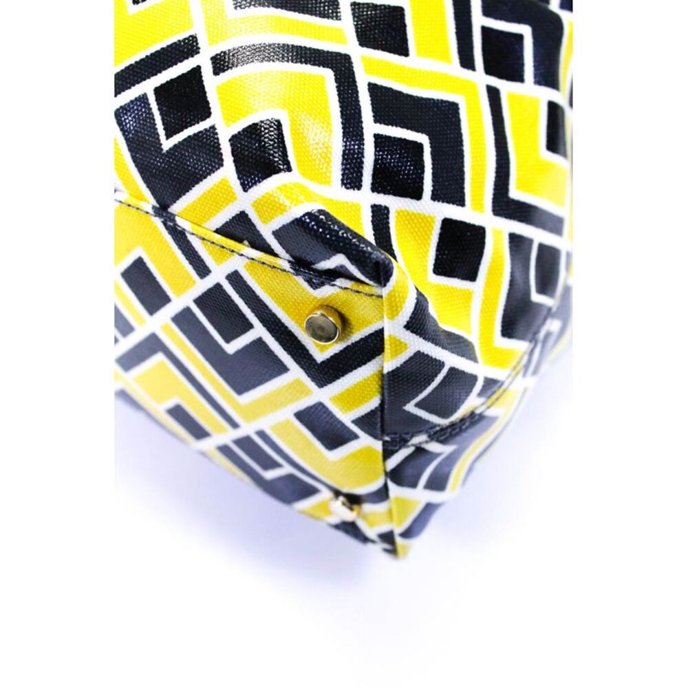 Kate Spade Womens Leather Open Geometric Print Front Zipped Tote Handbag Yellow - Picture 7 of 10